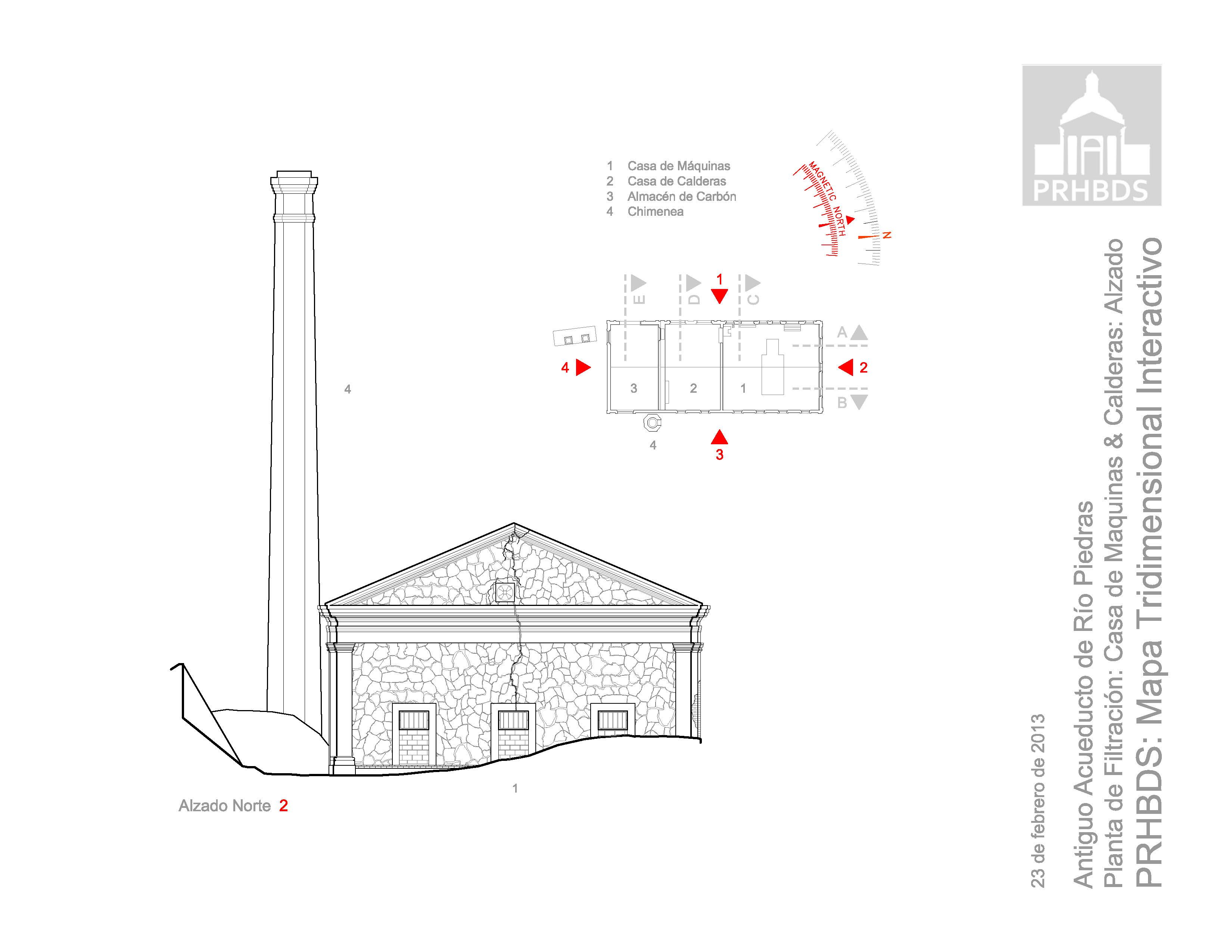 Antiguo Acueductos de Río Piedras - Casa de Máquinas & Calderas 2 - Alzado